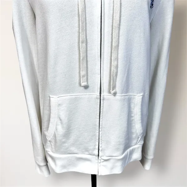 Vintage GAP Floral Embroidered Logo Full Zip Hoodie M White Blue Sweatshirt Y2K - Image 9