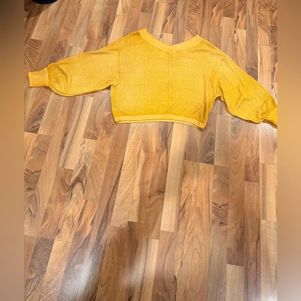 We the Free ! Women's Yellow V-Neck Sweater - Image 4