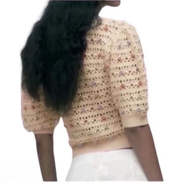 Zara Beige Beaded Sweater(Size Small) - Image 6
