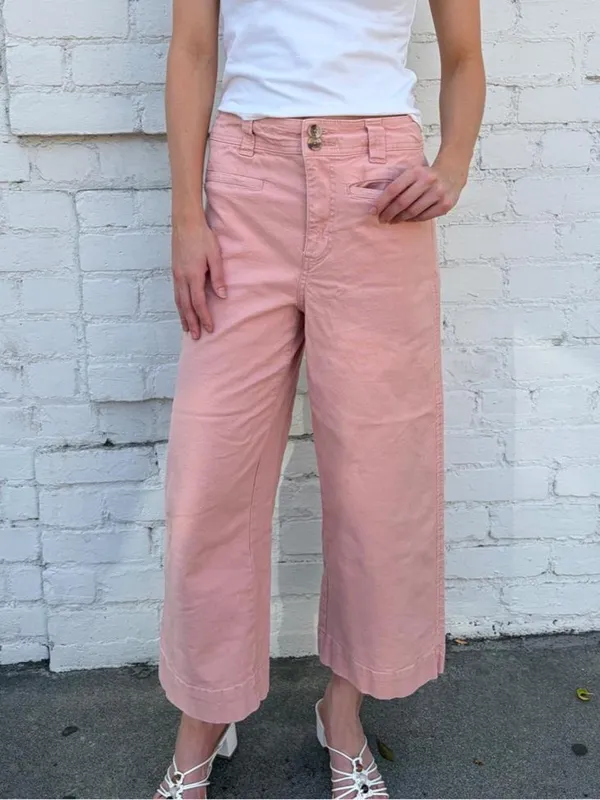 A New Day pink wide leg cropped until it’s pants sz 4 #wideleg #preppy #momcore #spring - Image 2