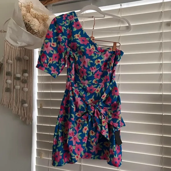 Lulus Thoroughly Sweet Floral One Shoulder Dress | medium mod retro - Image 2