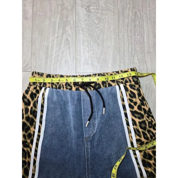Y2K Baggy Pants Leopard-Trim Blue Joggers - Women's Medium - Image 8