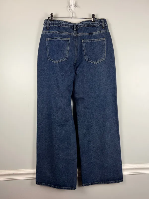 New EDIKTED Funky Stitch Low Rise Jeans dark denim size medium - Image 7