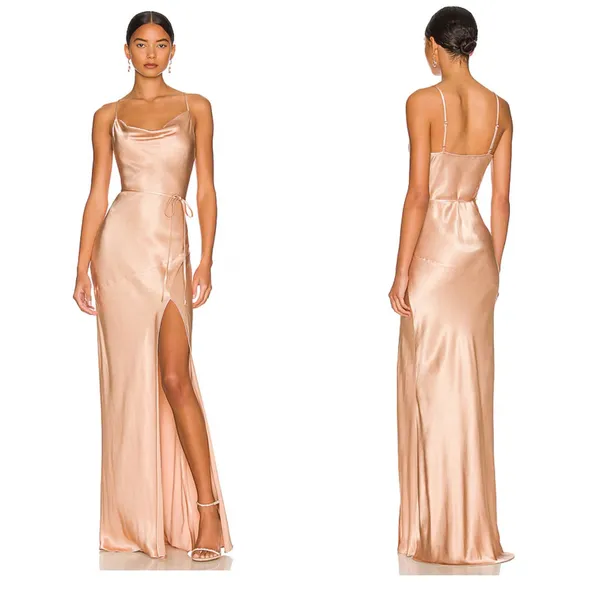 Shona Joy La Lune Bias Cowl Maxi Dress in Desert Rose Satin Size 4 Cocktail - Image 2