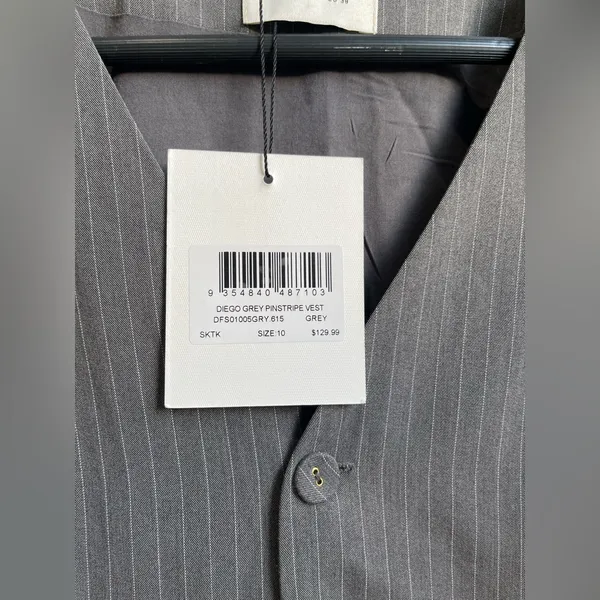 DISSH Gray Pinstripe Women's Tailored Vest Size 6 - Image 4