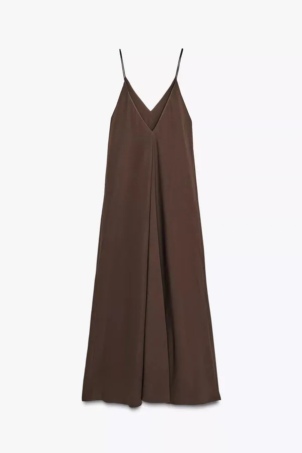 Zara ze collection Brown flowy bohemian casual Sleeveless Dress - Image 3