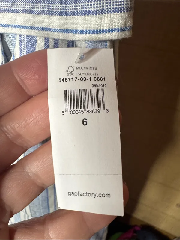 NWT GAP Linen Blend Blue White Stripe Wide Leg Tie Waist Pants Size 6 - Image 6