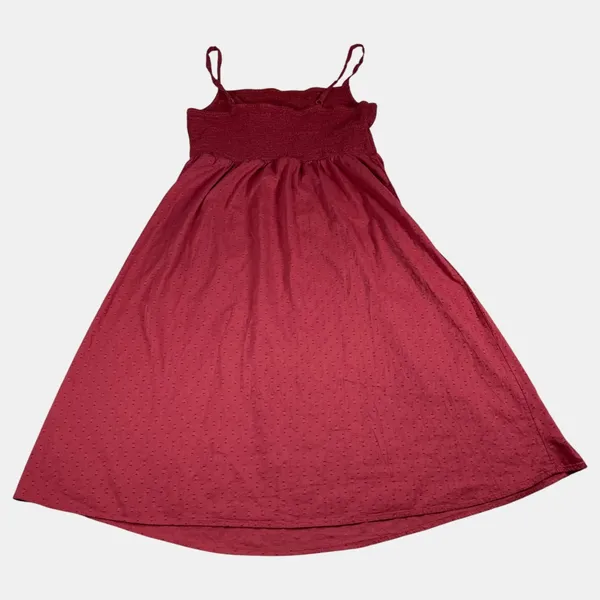 Old Navy Red Smocked Textured Clip-Dot Fit & Flare Cami Midi Dress Women's Large - Image 4