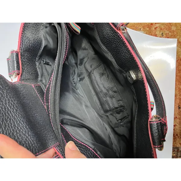 Y2K‎ Tommy Hilfiger black pebbled leather hand bag medium size retro vintage - Image 8
