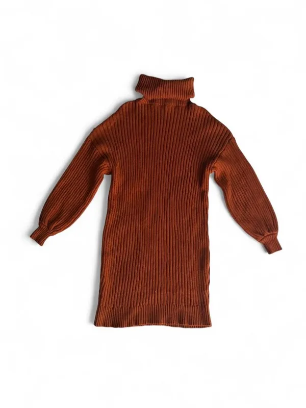 NWOT Rust Orange Ribbed Turtleneck Sweater Dress Size Small - Image 6