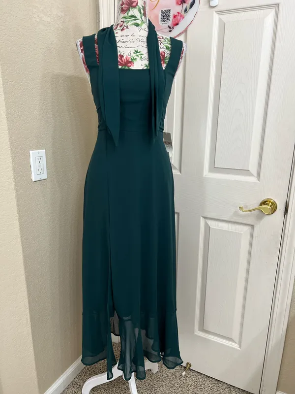 NWT Show Me Your Mumu Claire Midi Dress Emerald Chiffon Size XS - Image 3