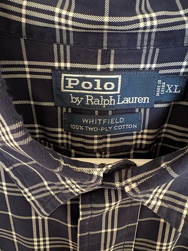 Polo by Ralph Lauren Whitfield Men’s XL Blue Plaid - Button Front Shirt 100% Cotton - Image 4