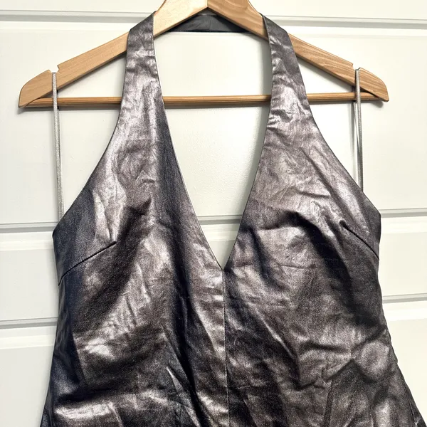 Zara Metallic Halter Top Sz L - Image 2