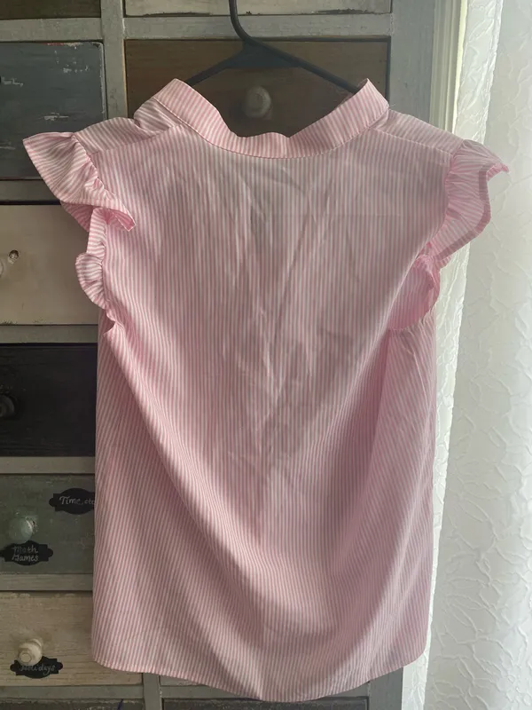 Pink striped SHEIN blouse  - Image 4