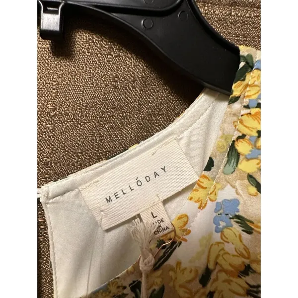 NWT Melloday Short Sleeve Tiered Maxi Dress Puff Sleeve Floral Size Large - Image 2