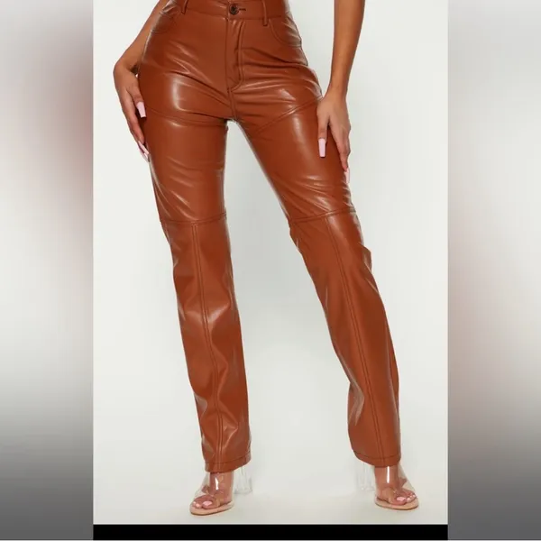 Cognac faux leather pants NWT - Image 3
