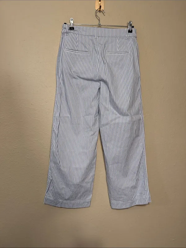 LOFT The Palmer Wide Leg Pants Blue White Stripe Nautical Size 0 - Image 4