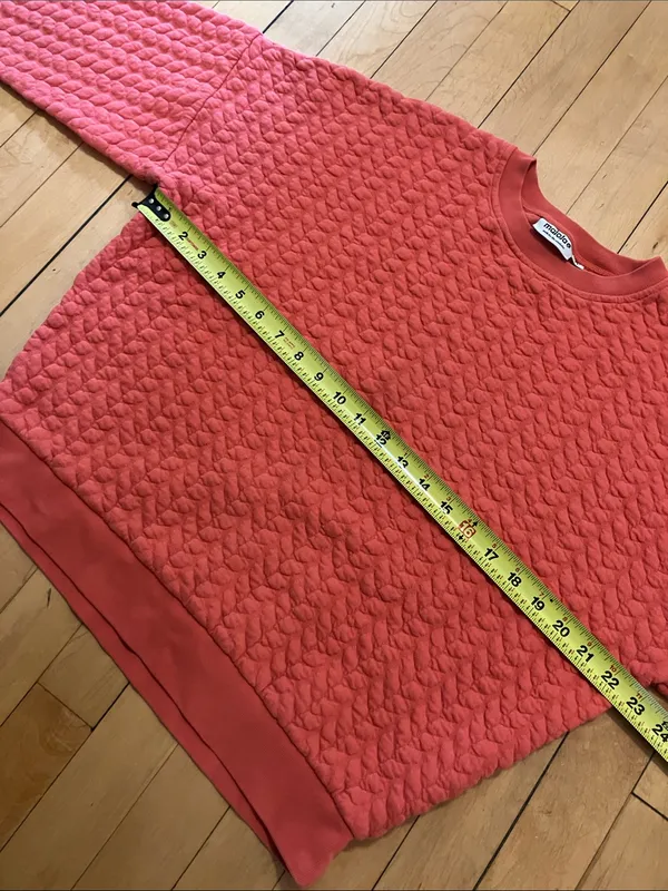 Maloja Quilted Crewneck Sweatshirt in Salmon Red Orange Size Medium - Image 10