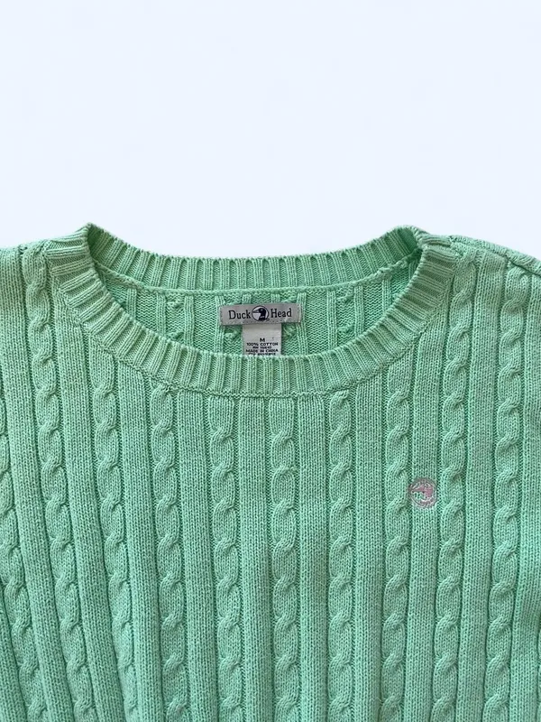 Mint green cable knit sweater size M by Duck Head - Image 2