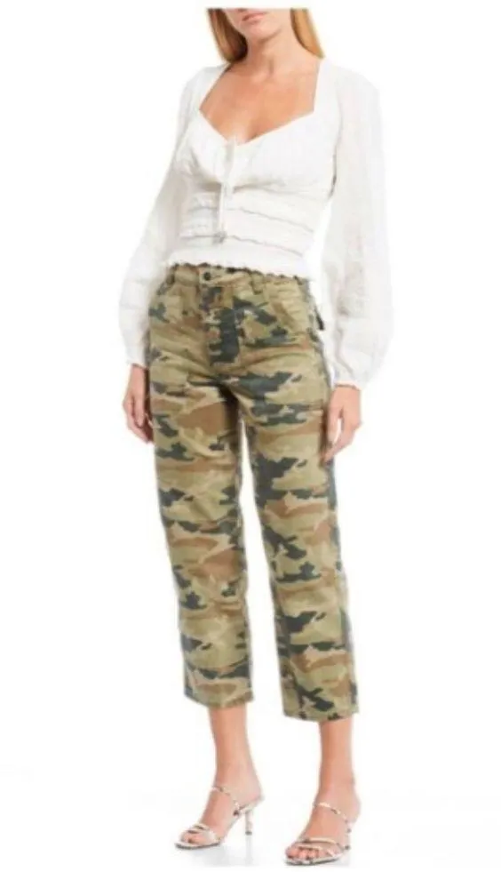 NWT Free People Remy Camo Print Wide Leg Crop pant - Image 4