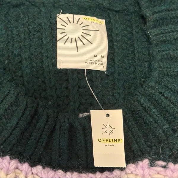 Aerie Offline Bundle Up Striped Rib Chunky Knit Sweater - Image 4