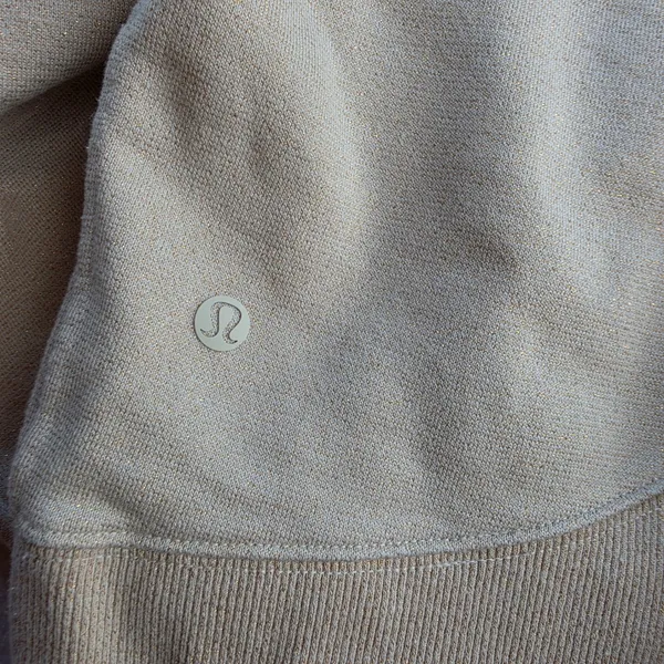 Lululemon Loungeful Cropped‎ Hoodie Spark Sweatshirt Size 6 Beige Shimmer Gold - Image 6