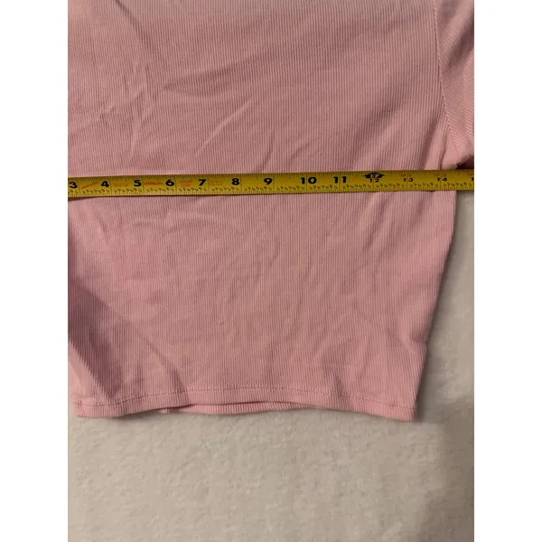 Garage‎ Pink Ribbed Short Sleeve Cropped Baby Tee Size Medium Crew Neck Top - Image 8