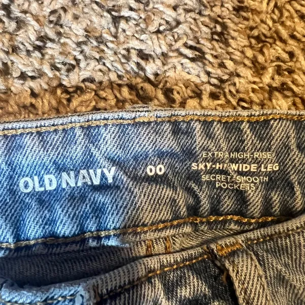 Old‎ Navy Womens Jeans Sky High Wide Leg Light Wash Distressed Size 00 - Image 2