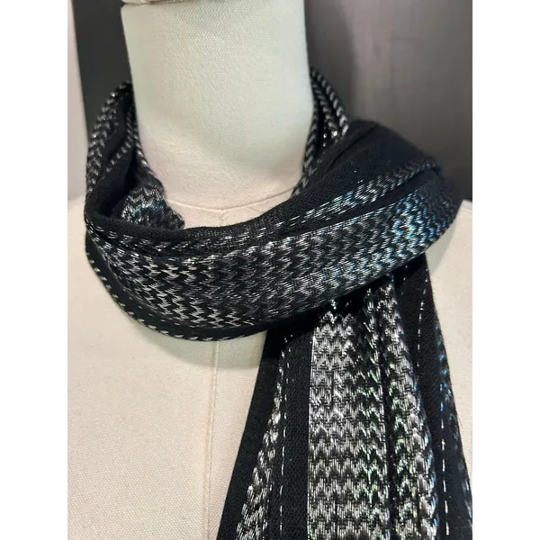 Scarf Black Silver Glitter Shawl Formal Bling Y2K Whimsy Goth Boho Chic Glamour - Image 9