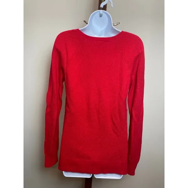 GAP Sweater Size S Red Waffle Knit V Neck Long Sleeve Cotton Blend NWT - Image 3