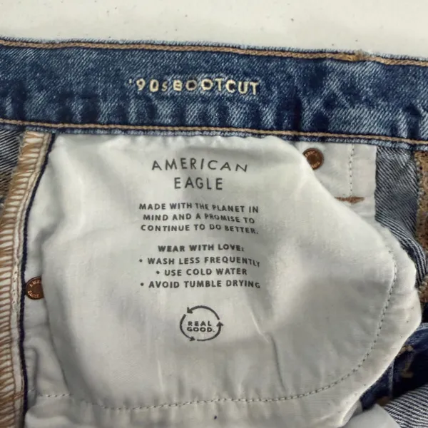 American Eagle 90s Bootcut Jeans Womens 4 Patchwork Multi Blue Denim Grunge - Image 8