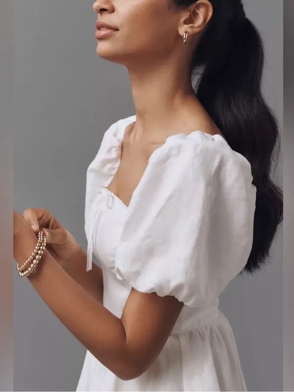 Reformation Malvina Linen Dress in White 6 - Image 4
