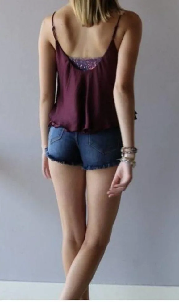 NWT Free People Intimately Turn It On Cami Vetiver Bloom S sequin Purple XS - Image 4