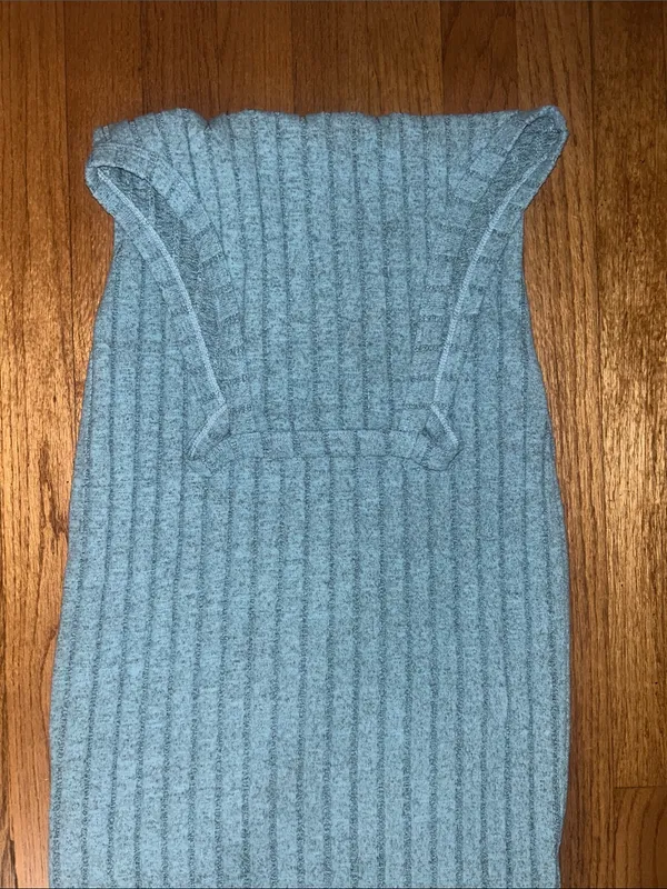Ribbed Knit Midi Dress - Light Blue MD - Image 3
