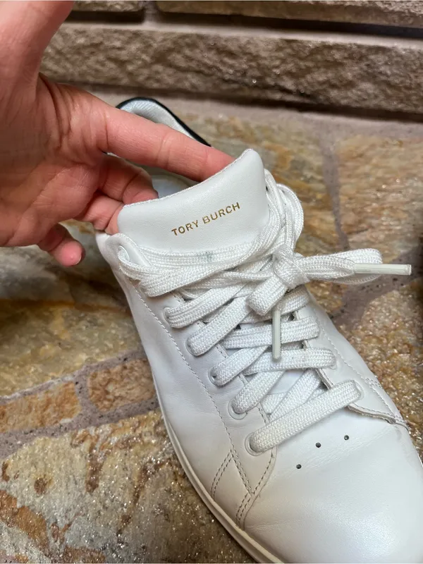 Tory Burch Howell Court leather sneakers Gold Logo Back White 8 - Image 2