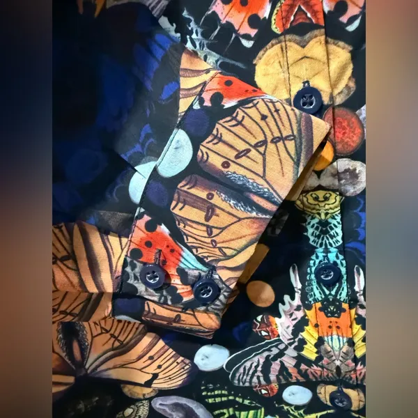 Alice + Olivia Eloise Butterfly‎ Top Painterly Kaleidoscope Printed LS Blouse XS - Image 3