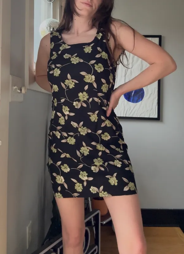 Vintage 90s Black Floral Hawaiian Mini Sun Dress 🔥 - Image 7