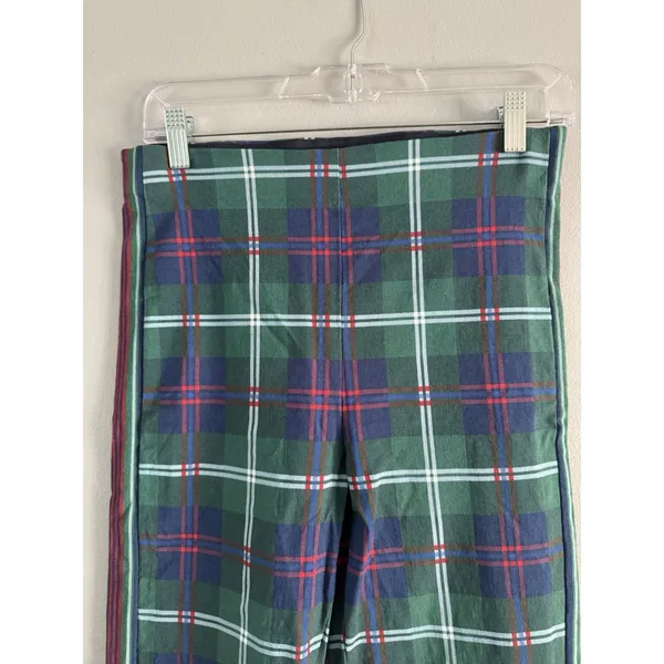 Gretchen Scott Gripeless Pull On Slim Fit Pants Green Tartan Plaid Size Small - Image 3