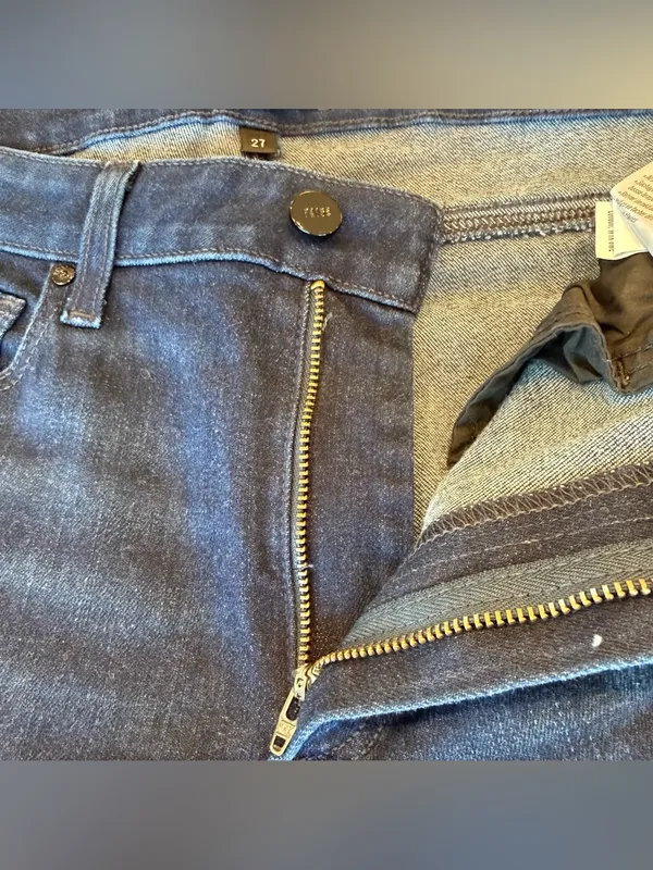 Paige Womens Jeans Denim Dark Wash Genevieve Modern High Rise Flare Size 27 - Image 9