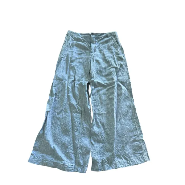 Madewell Zoe Relaxed Wide Leg Linen Pant Women's 8 Light Blue High Rise - Image 3