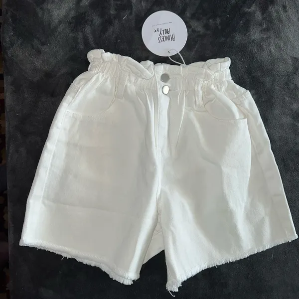 Princess Polly Shipwreck Paper Bag Denim Shorts in White Size 0 New with tag - Image 6