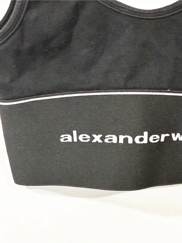 Alexander Wang logo elastic bra in ribbed jersey in Black Tank Top Size XL - Image 3