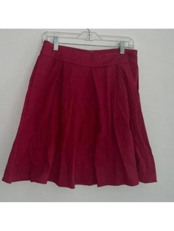 Red Pleated Skater skirt Style Circle Skirt Preppy Academia Ballet - Image 3