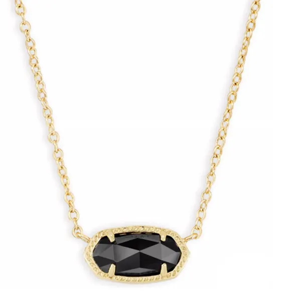 Kendra Scott Glass Stone Elisa Pendant Necklace Gold & Black - Image 8