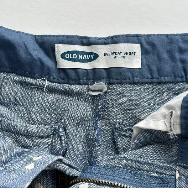 Old Navy Blue Polka Dot Linen Mid Rise Shorts Sz‎ 2 - Image 4