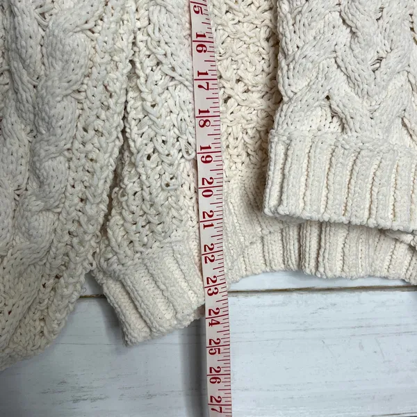 POL Chunky Knit Crew Neck Pullover Sweater Cream Size Small - Image 5