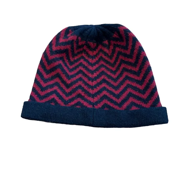 Lauren‎ Ralph Lauren Lambswool Red Black Chevron Beanie Hat CP - Image 2