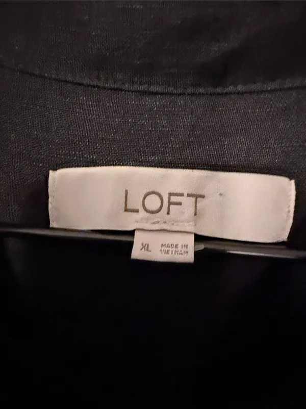 LOFT Black Linen Cap Sleeve Wide Leg Belted Jumpsuit Size XL - Image 5