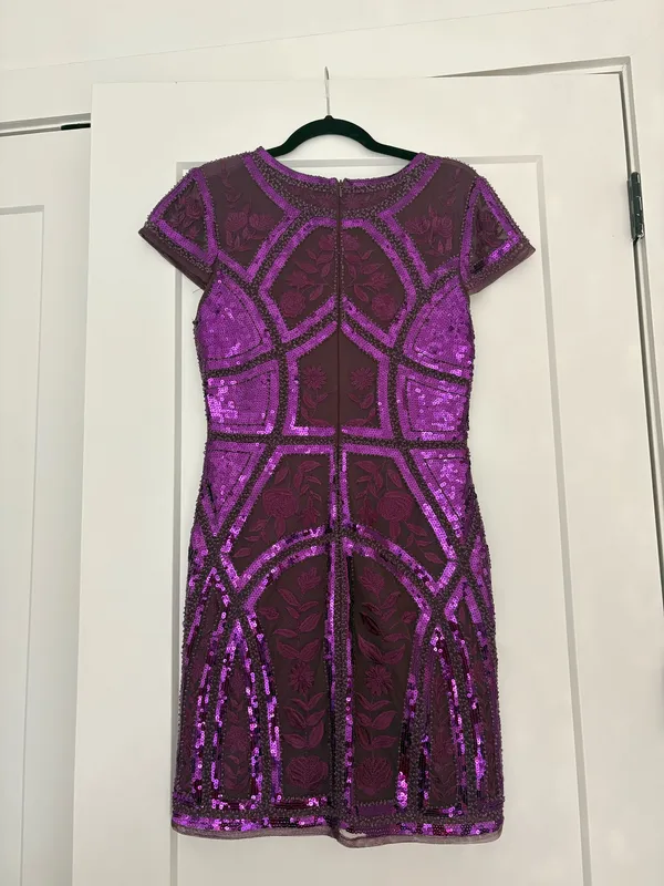 Lulus Purple Sequin Embroidered Mini Dress – Size Medium - Image 2