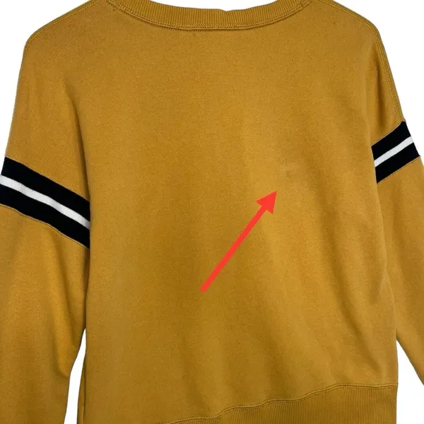 Abercrombie Fitch Top Womens XS Felt Logo Sweatshirt Academic Rugby Yellow - Image 2